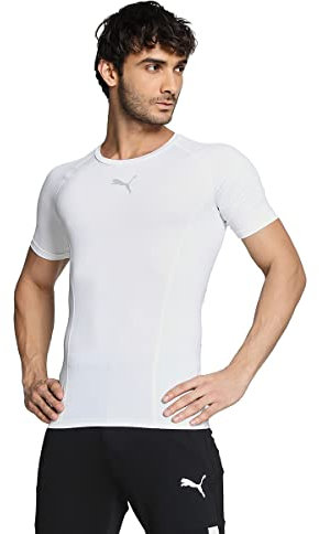 PUMA Men Liga Baselayer Tee Short Sleeve Functional Underwear - White, Small