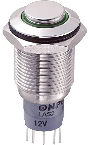 TRU COMPONENTS 701933 LAS2GQH-11E/G/12V/S/P Vandalismusgeschützter Drucktaster 250 V/AC 3 A 1 x Ein/(Ein) tastend Grün