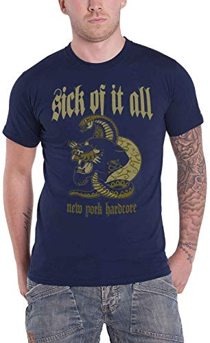 Sick Of It All T Shirt Panther Band Logo Nue York Hardcore offiziell Herren Navy