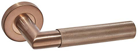 Knurled Copper Door Handles on Rose Design