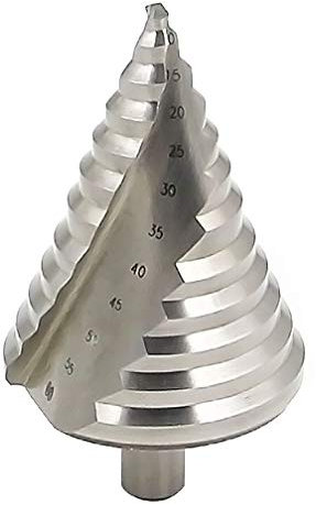 Meichoon Forstnerbohrer 6-60 mm Stufenbohrer Spiralnut 12 Stufen groß HSS Kobaltkegel Bohrwerkzeug Bohrwerkzeug Lochschneider groß Metall Blech PVC Blech Holzbearbeitung Dreieck Griff