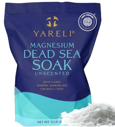 Yareli Magnesium Flakes, 15lb, Dead Sea Bath & Foot Soak, Alternative to Epsom Salt with Over 800,000mg of Magnesium Chloride Per Bag