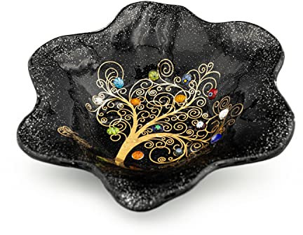 Sospiri Venezia Murano-Glas-Objekttablett mit handgefertigter Baum des Lebens-Dekoration dekorative Schale Wohndekoration Geschenkidee handgefertigt in Italien (19 x 19 cm)