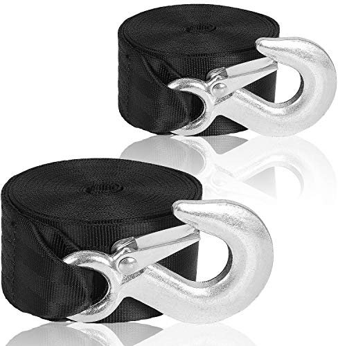 2Pack Boat Trailer Winch Strap with Hook and Latch, 2 x 20'-5000lbs Capacity, Heavy Duty Boat Winch Strap Replacement, Boat Towing Equipment & Tie Downs for ATV Trailer JETSKI Wave Runner Towing Car