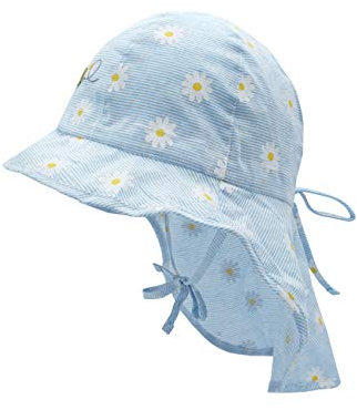 maximo Mädchen Nackenschutz Sonnenhut, weiß/Cerulean, 51