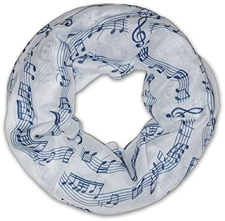 Soul-Cats Loopschal mit Noten Motiv in weiß aus Viskose