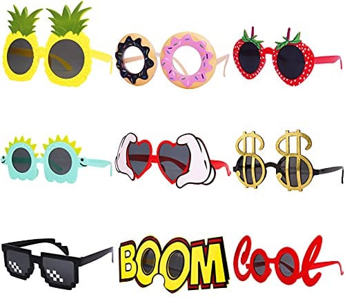 WATSELOK Party Sunglasses - 9 Pairs Funny Hawaiian Glasses, Funny Novelty Giant Fancy Summer Kids Party Favors,photo booth props Beach Themed Party Supplies Decoration