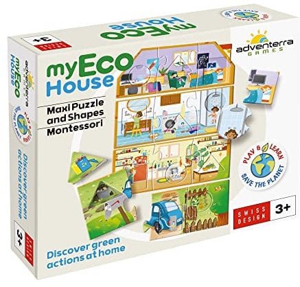 Adventerra Games, Myeco House, Puzzle ab 3 Jahren, XXL Format, Montessori-Lernspiele, Ökologische Kinderspiele