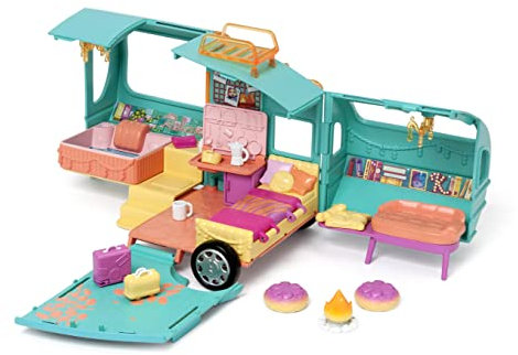 KOOKYLOOS Mia's Kooky Caravan - Caravana con accesorios, muñeca y mascota, incluye 1 coche, utensilios de cocina, maletas