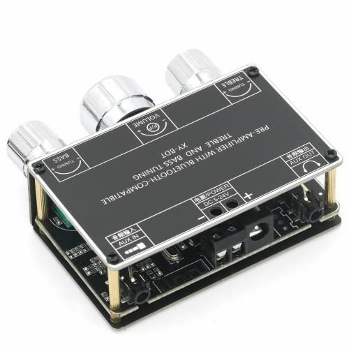 Fasizi bluetooth 5.1 Audio Receiver Decoder Dual Channel Stereo Tone Board Volume Controller Treble Bass Tonal Preamp Amp for Amplifier