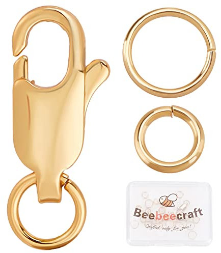 Beebeecraft 6 Stück 18 Karat Vergoldeter Schmuck Karabinerverschluss 0.45x0.23 Zoll/12x6mm Klein Karabinerverschluss Mit Offenem Biegering Für Armbänder Halskette