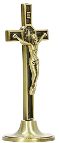 HEEPDD Katholisches Kreuz, Kruzifix, Wandkreuz, Abnehmbarer Sockel für Tisch (Kupferfarbe)