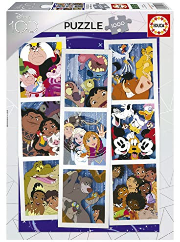 Educa 19575, Disney Collage, 1000 Teile Puzzle für Erwachsene und Kinder ab 10 Jahren, Zeichentrick, Mickey Mouse, Dschungelbuch, Alice