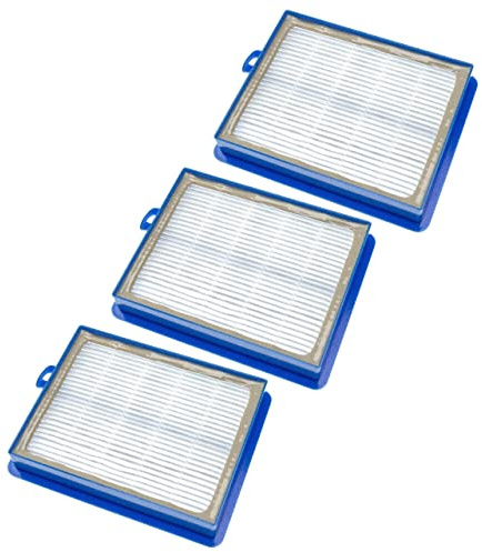 vhbw 3x Staubsaugerfilter kompatibel mit AEG Air Max AAM 6105 | 6106, 6107, 6108, 6100, 6101, 6102, 6103, 6104 Staubsauger - HEPA-Filter Blau Weiß