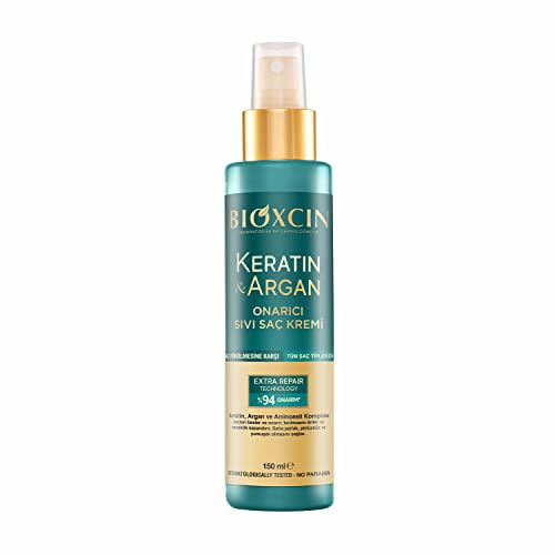 BIOXCIN Keratin & Argan Leave-In Conditioner 150 ml – Flüssige Haarpflege für trockenes & geschädigtes Haar, mit Keratin & Arganöl, spendet Feuchtigkeit & verbessert die Kämmbarkeit