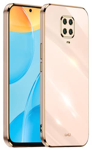 EASSGU Marco Electrochapado Funda para Redmi Note 9S / Note 9 Pro (6.67 Inches) Carcasa Protectora de Color de Silicona TPU Suave - Rosado