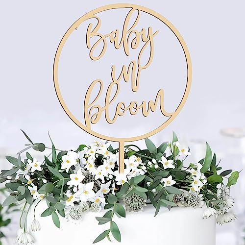 MRAPPY Baby in Bloom Cake Topper - Wooden Baby in Bloom Baby Shower Cake Decorations - Baby in Bloom Cake Topper for Baby Showers and Gender Reveal Parties for Boys and Girls