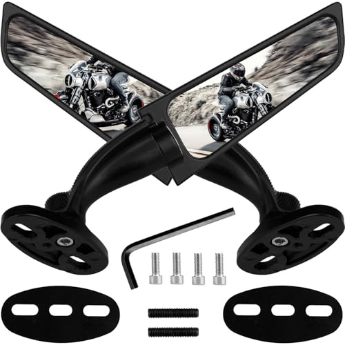 Motorrad Spiegel Flügel Rückansicht 360° Drehbar Stealth Motorrad Rückansicht Kompatibel mit Kawasaki Ninja 400 ZX6R 650 300, Honda CBR500R CBR600RR CBR1000RR, Yamaha R1 R25 YZF600R, Ducati, Suzuki