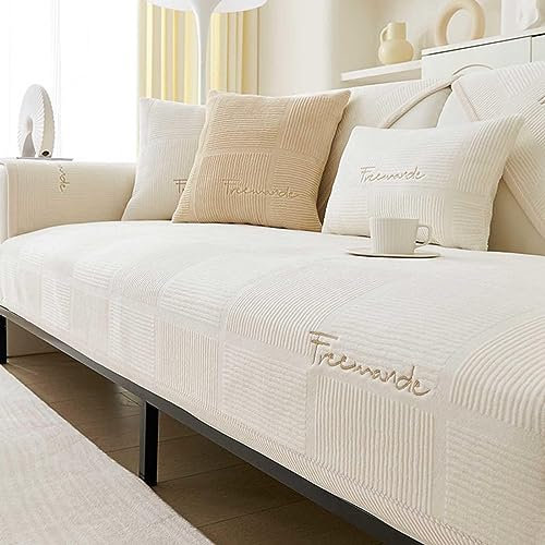 YSZBD sofabezug ecksofa wasserdicht l-Form 1/2/3/4sitzer，sofaschoner，sofaschutzdecken rutschfest,Off-White-Pillowcase(45x45cm)