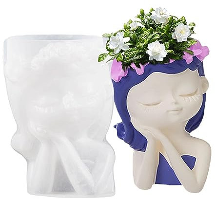 SHERPR Moldes de Silicona de Flores, Molde de Silicona para macetas suculentas, Molde de Maceta de Silicona para Maceta de Flores suculentas para decoración de Centro de Mesa