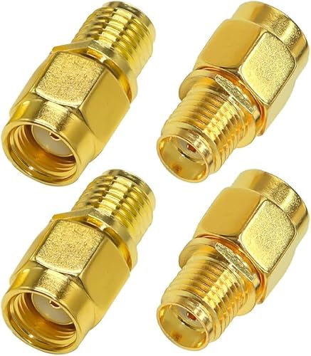 HiAoey Coaxial Adapter SMA Female to RP-SMA Male Connector, Low Loss Coaxial Connector for Radio Antenna Audio, 4 Pcs