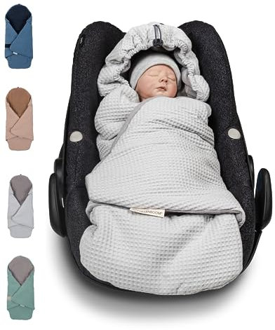 ULLENBOOM Einschlagdecke Babyschale Sommer, Aus 100% OEKO-TEX Materialien - Grau (Made in EU) - Decke für Babyschale & Kinderwagen, Für gängige Kindersitze, ideal für 0 bis 9 Monate