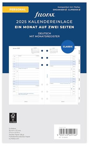 Filofax Personal 1Mo./2S. tabbed (deutsch)2025