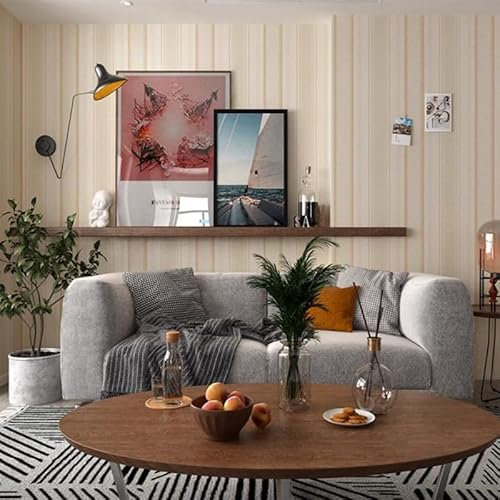 HANGJINLI Papier Peint Intissé Jaune Rayures verticales Maison Chambre Déco Murale Décorative Tenture Murale pour Appartement Décoration Salon (53x950cm=5.03m2) Papier peint non autocollant