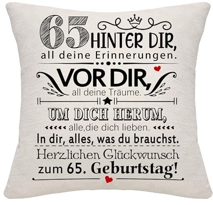 65 Jahre alt Frauen Männer Geburtstag Geschenk Hinter dir all deine Erinnerungen inspirierende Geschenk 65. Geburtstag Geschenk Kissenbezug für Ehefrau Ehemann Mama Papa Freunde Oma Opa Tante (65)
