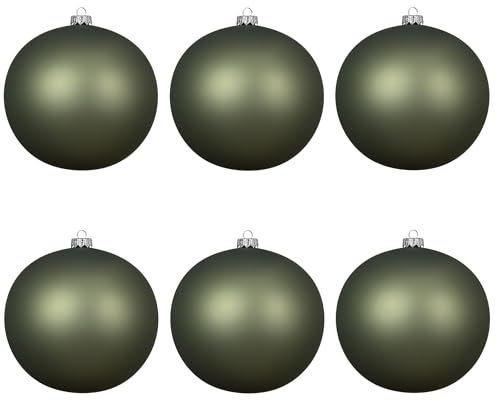 Kaemingk Weihnachtskugeln Glas 8cm mundgeblasen 6er Box - große Christbaumkugeln Weihnachtsbaumkugeln für Weihnachten - Christbaumschmuck & Weihnachtsbaumschmuck - Rosmarin matt