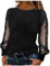 Women Black Long Shirts Shiny Sequin Shirts Glitter Sexy Graphic Tees Mesh Tops Print T-Shirt Casual Cold Loose Long Sleeve Tops Fashion Off Shoulder Party Blouse (04-Black, XXL)
