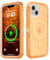 Follaroma for iPhone 14 Case, Compatible with MagSafe, Dual Layer Transparent Magnetic Phone Cases, Heavy Duty Shockproof and Anti-Drop Protective Cover for iPhone 14, 6.1'', Orange