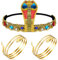 TBXNVG 3 Stück Ägyptisches Kostüm Zubehör, Ägyptische Kobra Kopfbedeckung und 2 Stück Whirlpool Schlange Armband, Golden Cleopatra Kostüm Damen zubehörset für Frauen Mädchen