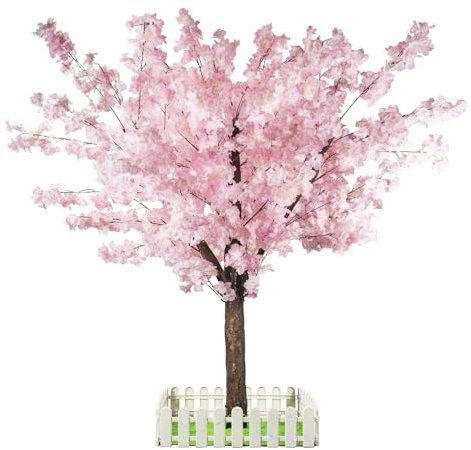 Rootinlife Artificial Cherry Trees Indoor Decor: Handmade Natural Fake Cherry Blossom Pink Tree Outdoor for Party Wedding Christmas (Pink, 5 FT)