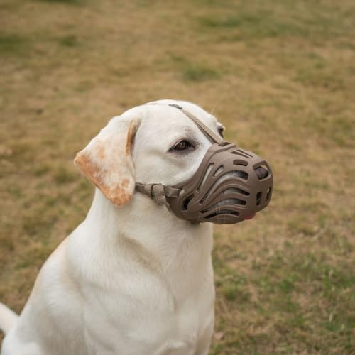 Diketone Maulkorb für Hunde，Für Kleine, Mittlere und Große Hunde，Material Silikon，Verhindert Das Beißen, Kauen Und Bellen (Kaffee, XL)