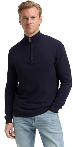 Tom Tailor Herren 1048018 Troyer Strickpullover mit Kaschmir-Anteil (1er Pack)