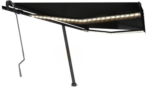 Home & Garden - Manuelle Markise mit LED 400x350 cm Anthrazit - Möbelwahl