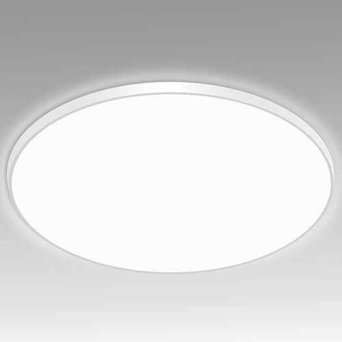 NUODIFAN LED Deckenleuchte,18W Deckenlampe,IP65 Badzimmer Deckenlampe,Ultra Dünn Weiß 6500K Wasserfest,1800LM Rund Deckenleuchte Flimmerfreie Lampe, LED Lampen