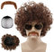 Ymoryiyi Afro Perücke Herren mit Schnurrbart - Kurze Locken Perücke in Braun - 70er Jahre Disco Kostüm & Hippie Accessoires für Herren - Perücke Locken für Fasching, Mottoparty, Halloween
