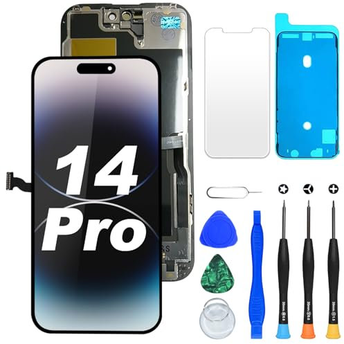 DIGI4U LCD für iPhone 14 Pro Display 120Hz Bildschirm Ersatz, 6,1'' 𝑭𝒖𝒍𝒍 𝑯𝑫 𝟯𝑫 𝑻𝒐𝒖𝒄𝒉 𝑻𝒓𝒖𝒆𝑻𝒐𝒏𝒆 𝑭𝒂𝒄𝒆 𝑰𝑫 LCD Bildschirm für iPhone 14 Pro Display Digitizer Reparaturkits