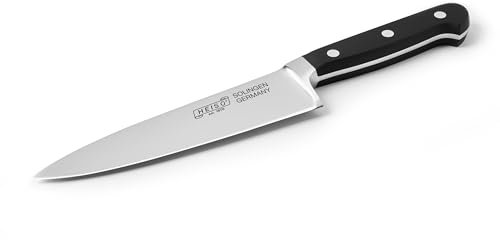 HEISO Kochmesser mit 16cm Klingenlänge, Geschmiedetes Allzweckmesser mit Griff aus pflegeleichtem Kunststoff, Made in Solingen - Germany