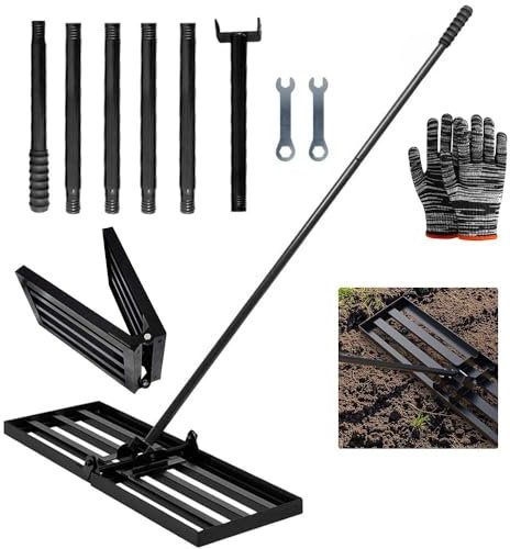 Rastrello Livellatore Per Prato Con Manico190cm,Livellatore Per Prato In Metallo 76 x 25 cm,Rastrello livellante per prato,Per Cortile,Giardino,Campo Da Golf,Facile Da Livellare Le Superfici Del Prato