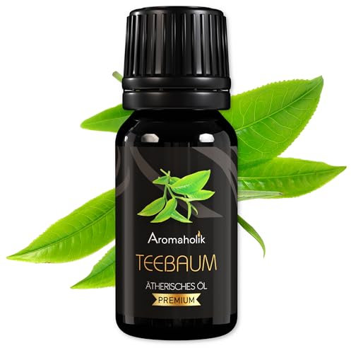 Aromaholik Teebaumöl BIO 100% naturrein – Ätherische Öle für Diffuser & Aroma Diffuser – Zertifiziertes ätherisches Öl aus Indien – Tea Tree Essential Oils 10ml für Sauna & Massage