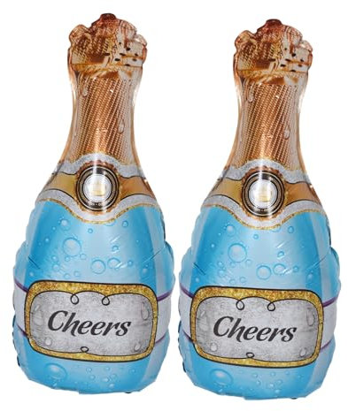 MOBUTOFU 2pcs Reusable Foil Balloons Birthday Wine Bottle Shaped Balloons Aluminum Foil Party Decorations for Homes Schools
