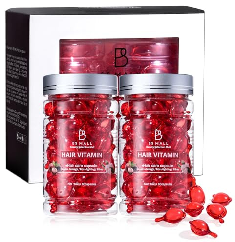 BS-MALL Hair Treatment Serum – 120 Capsules Leave-In Hair Treatment Oil with Avocado Oil Biotin Vitamins for Frizzy Dry Damaged Hair, Anti-Frizz Nourishing Repair Capsules Heat Protectant