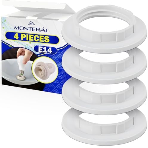 4 Pièces Adaptateur Abat Jour Douille Ampoule a Visser E14 Couleur Blanche | Reducteur Abat Jour pour Lampe - Garantie de 10 Ans - MONTERAL