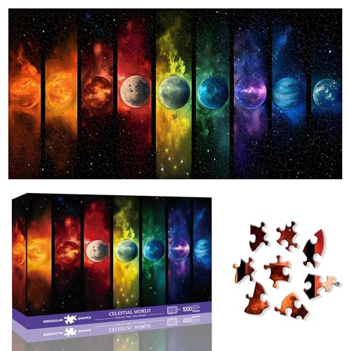 Zariocy Extra Large Celestial World Jigsaw Puzzles for Adults 1000 Pieces - Challenging Irregular Shapes, No-Dust Puzzle Board, Family Time, for Puzzle Lovers, Finished Size 80 x 41 cm