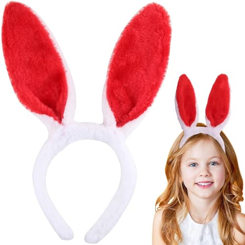CHONGQILAO Hasenohren Haarreif Hasenkostüm Zubehör Hasenohren Stirnband Haarreifen Hase für Erwachsene, Kaninchenohren Haarreif für Ostern Cosplay Party