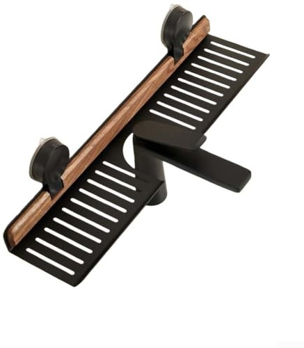 Estante de almacenamiento extraíble de madera de nogal, estante de fregadero de baño con ventosa con drenaje, marco de aluminio para cocina RV (50 cm, negro)