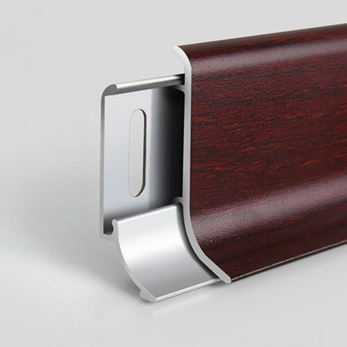 Coayuou Baguette De Finition en Aluminium Effet Bois Plinthe 125 Cm – Lot De 2, Habillage Plinthes, Protection Murale Et Décoration Salon(Fragrant Wood Grain,6cm)